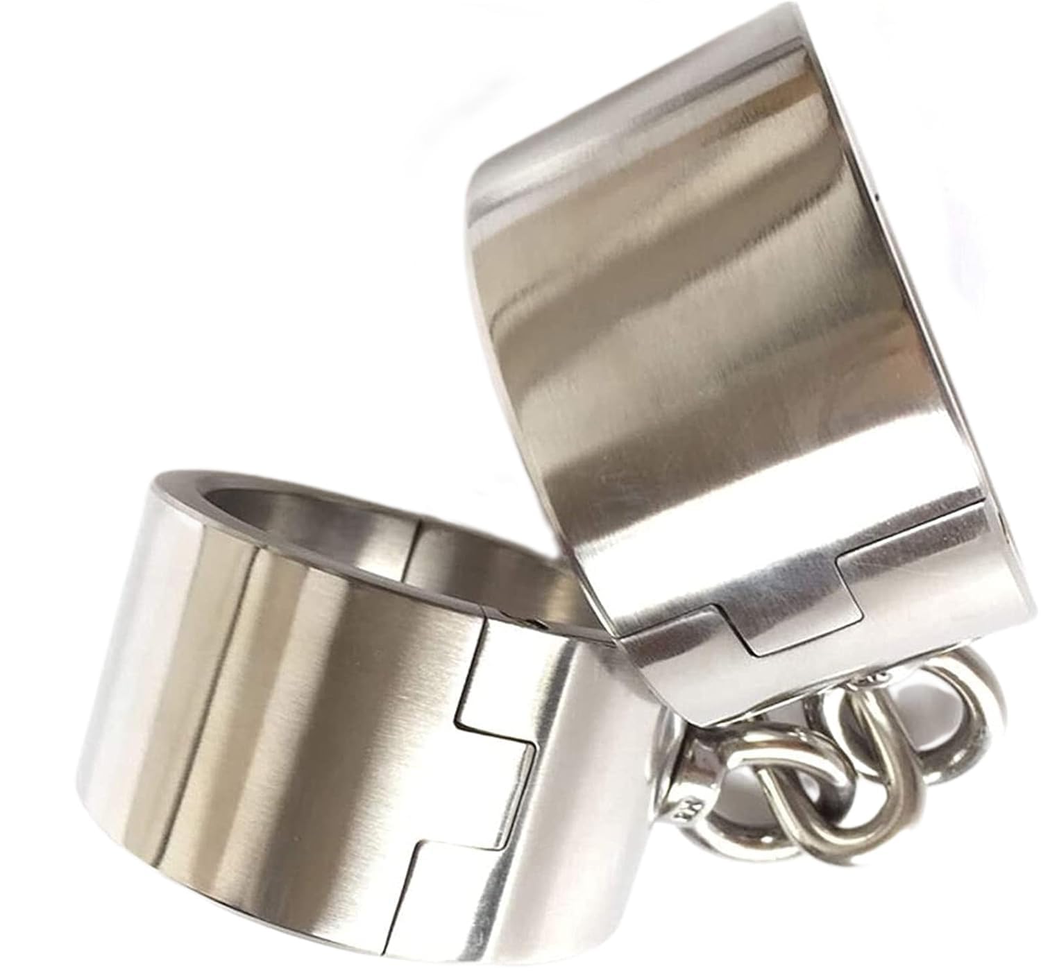 Menottes métalliques verrouillables SM, 1 paire environ. Menottes de bondage lourdes/menottes de poignet, jeu de flirt, jouet sexuel for hommes, femmes et couples(Male Round)