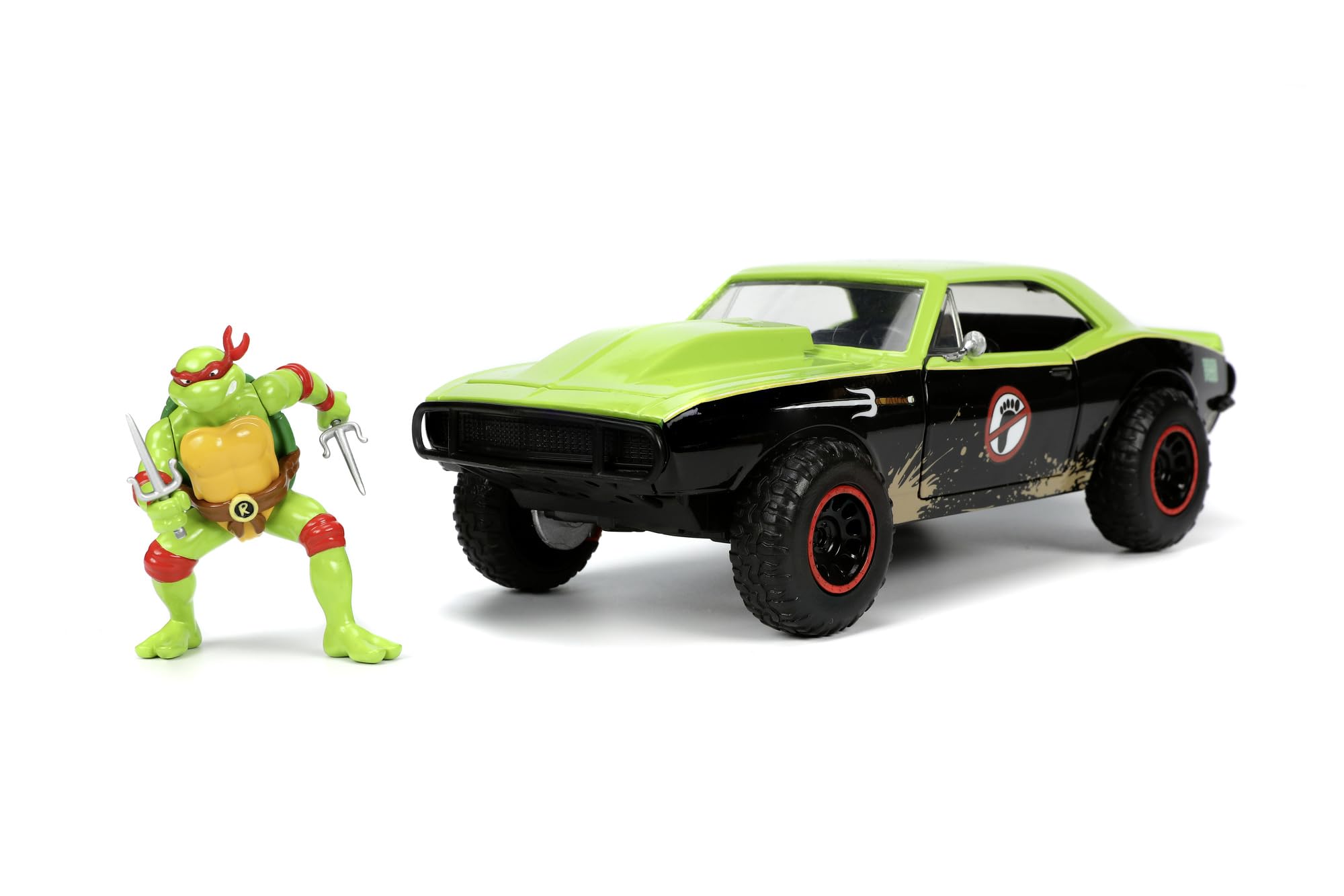 Jada, 253285001, Ninja Kaplumbağalar Chevy Camaro 1:24 Model Araç ve Raphael Figürü, Die-Cast (Metal), Serbest Tekerlek, Açılır Kapılar, Raphael Figürü, 1:24, 19 Cm