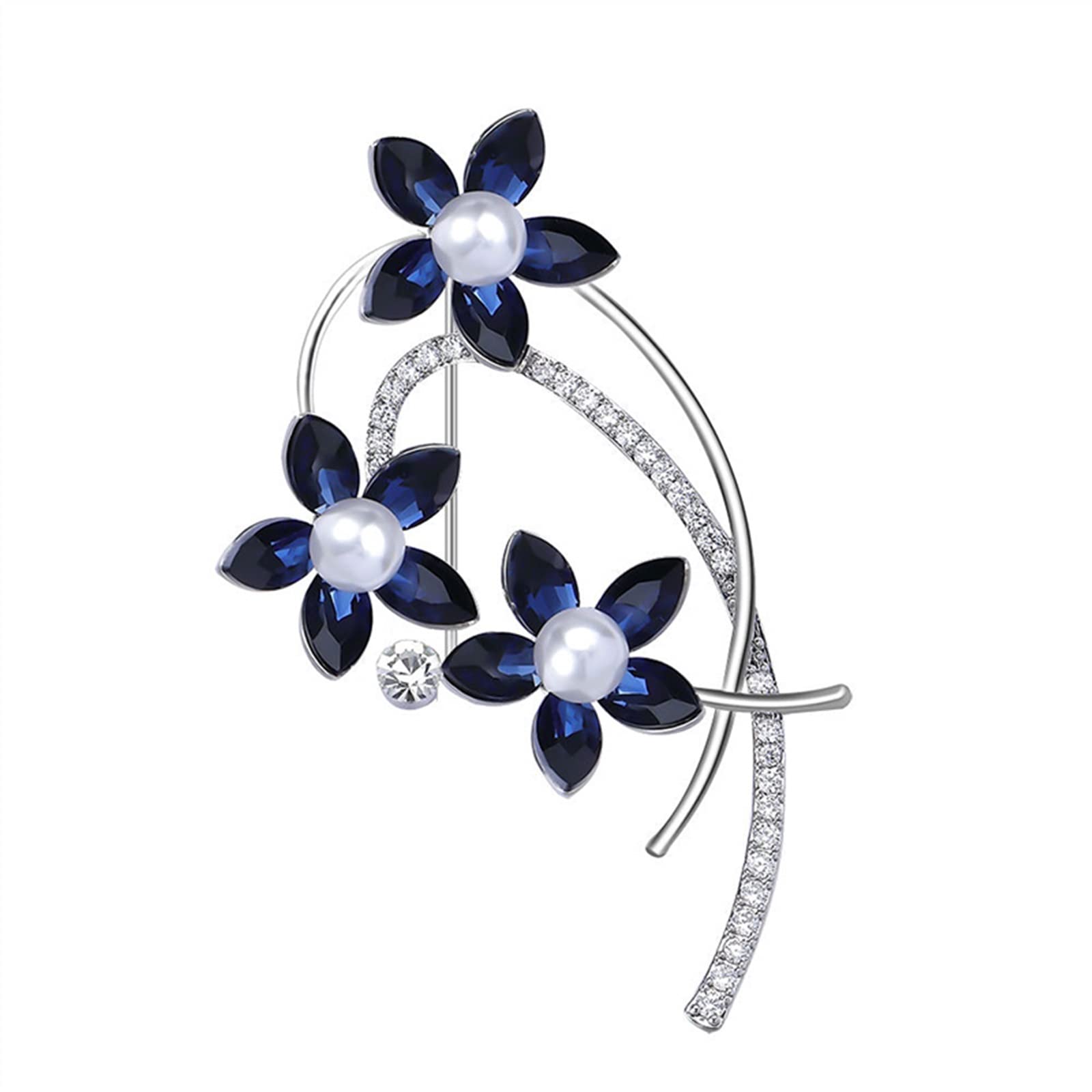 Broche de flor azul de zirconia cúbica para regalar a madres 8