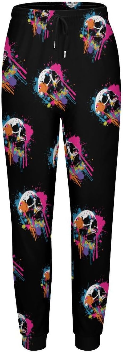 Happy Halloween Grunge Skull Novelty Women's Trendy Sweatpants Athletic Running Yoga Joggers Lounge Pants