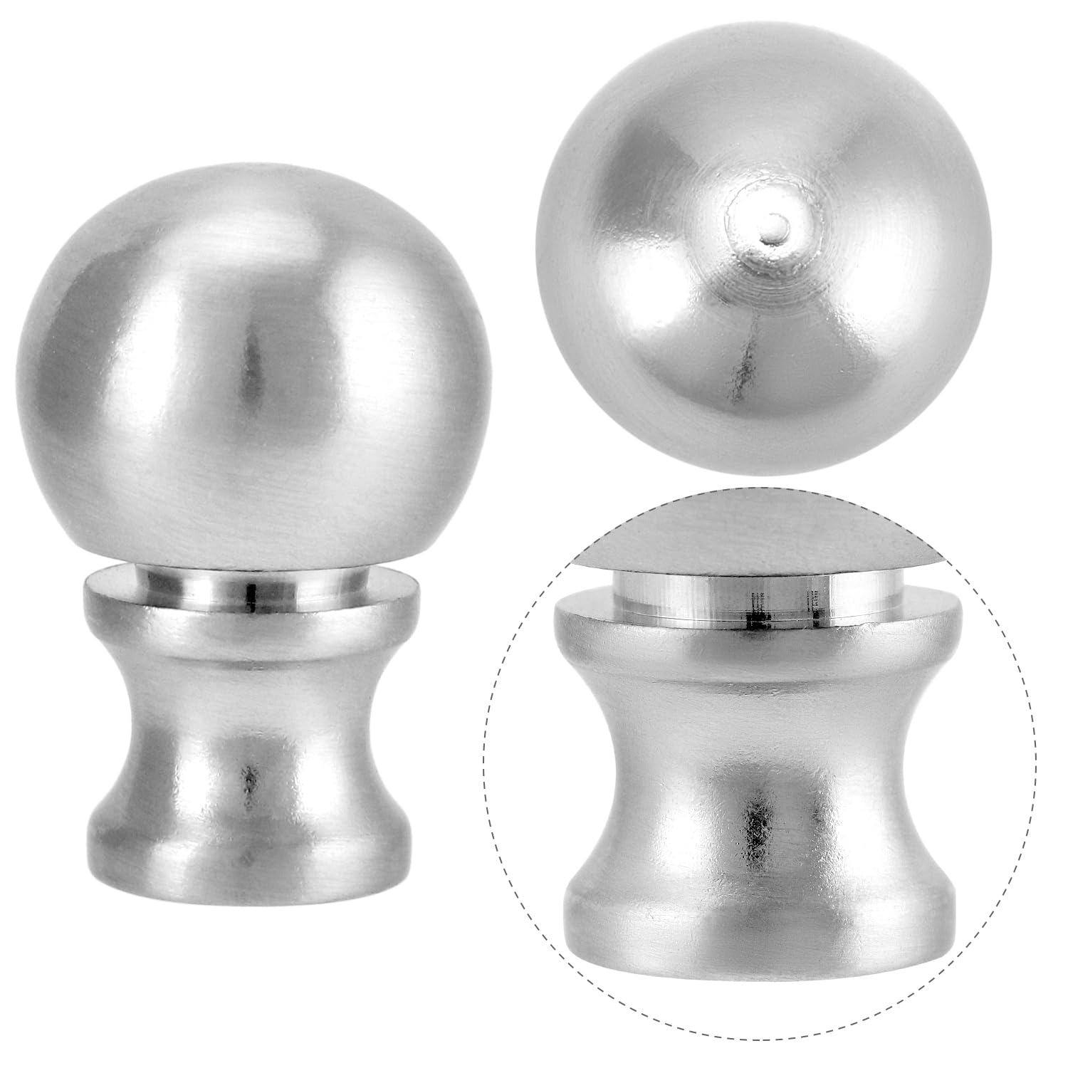 Paquete de 4 remates de lámpara de bola de doble hilo, tapa de rosca plateada, cubierta de tuerca de lámpara para lámparas de mesa y de pie, se adapta a 1/8 IP (3/8 pulgadas) y rosca de arpa 3