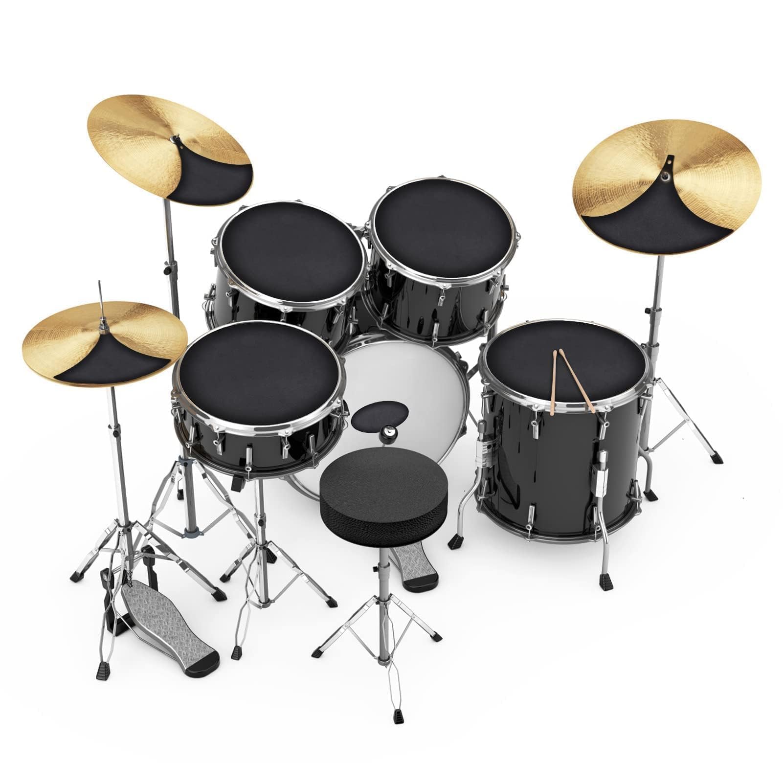 Ejoyous Ensemble de 10 Sourdines pour Tambour et Cymbale avec Clips, Tampons de Pratique Silencieux
