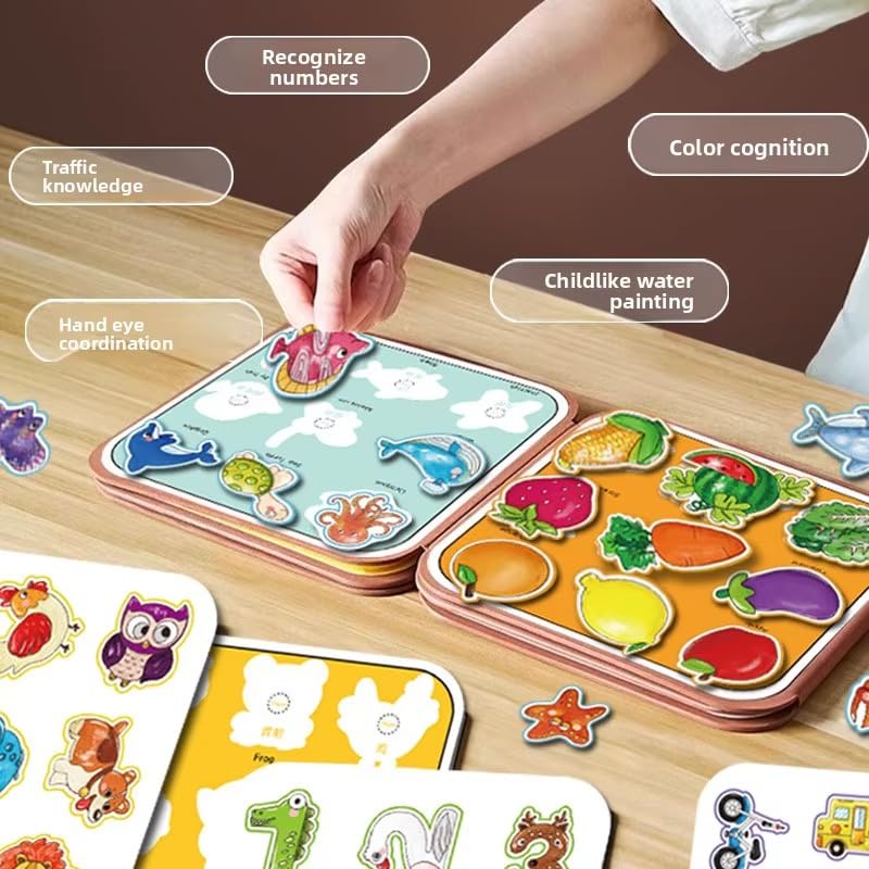 Image of SUPER TOY 2in1 Water Magic Colouring Book Busy Binder for Kids Reusable Art Craft Painting Educational Kit for Toddler Boys Girls Pre School Birthday Gift