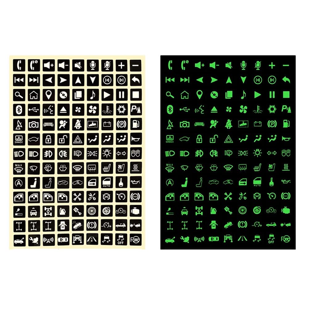 Adesivi Luminosi Per Pulsanti Auto – Decorazione Interno Con Effetto Fosforescente (Fotoluminescenti) - 2