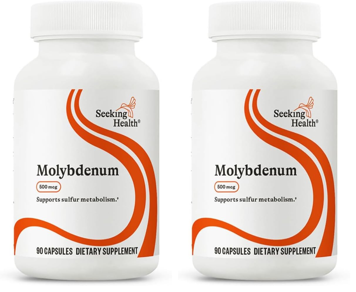 Seeking Health Molybdenum 500, Molybdenum Glycinate Chelate Supplement to Support Healthy Detoxification, Supports Metabolism and Iron Utilization, Vegetarian (90 Capsules) (Pack of 2) 90 Count (Pack of 2)