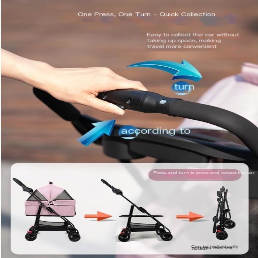 Pet Strollers Pet Stroller, Lightweight and Foldable Stroller, Pet Stroller, Meal Tray, Pet Stroller, Must-Have for Traveling Pet Stroller Medium(Blue)