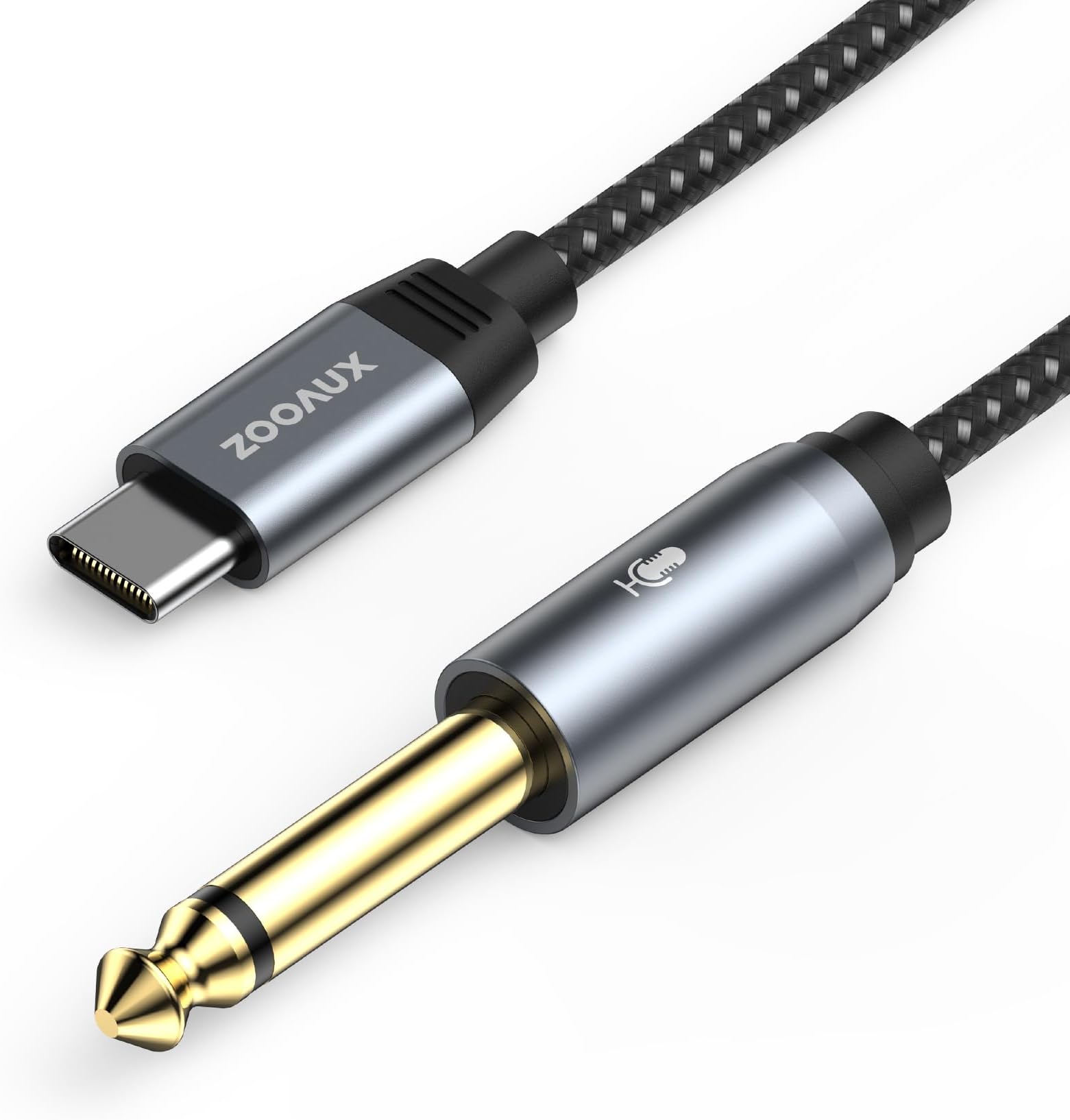 ZOOAUX USB C Guitar Cable,1/4 Inch TS Instrument Cord,USB C to 6.35mm Male Recording Jack Stereo Audio Interconnect Wire Line for Electric Guitar,Bass,Keyboard,Mixer,Amplifier,Amp,Speaker-3.3 Feet