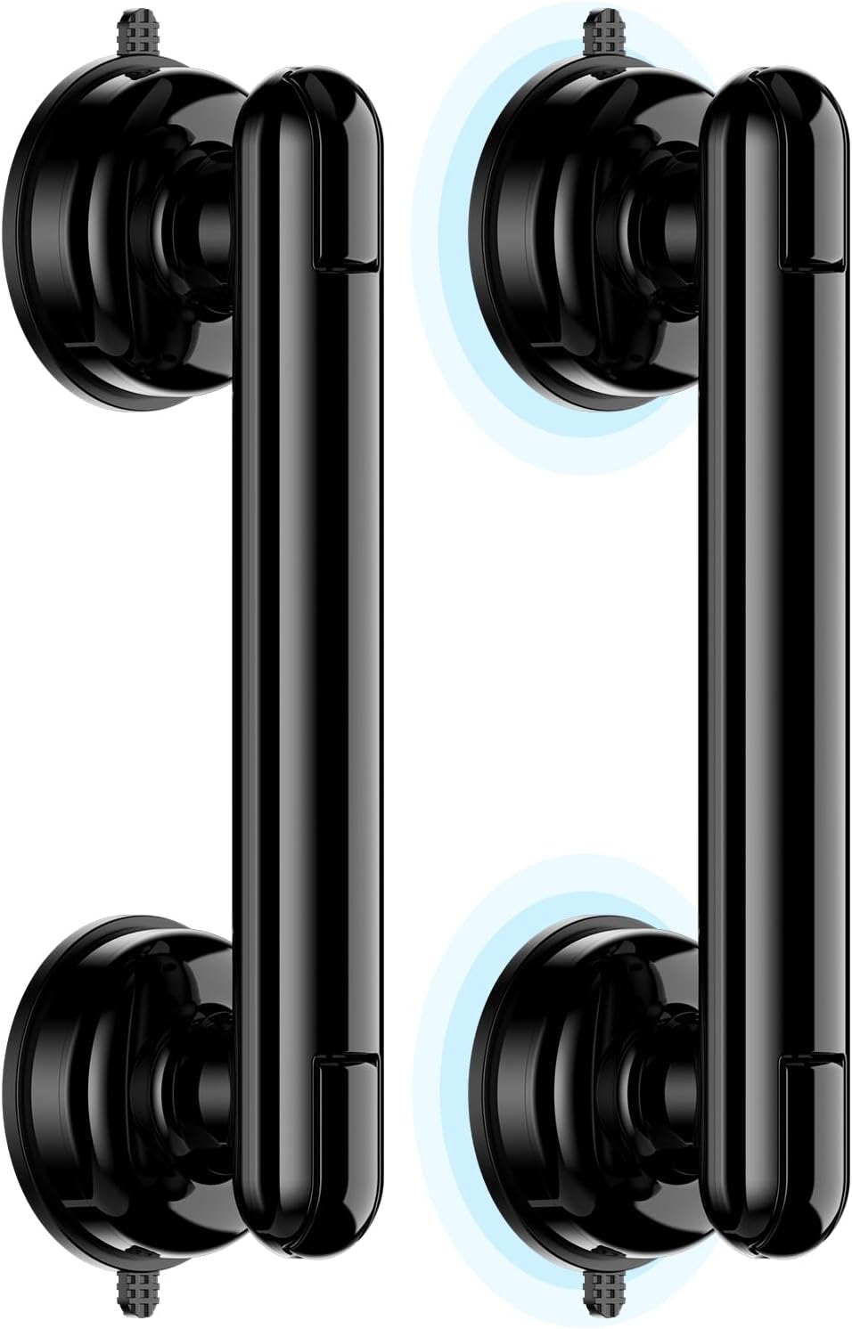 Grab Bars for Bathtubs and Showers, Shower Handles for the Elderly and People in Need, 2026 Upgraded Rubber Suction Cup with Maximum 350 lbs Suction Power, No Drilling-(Black-2 Pack)