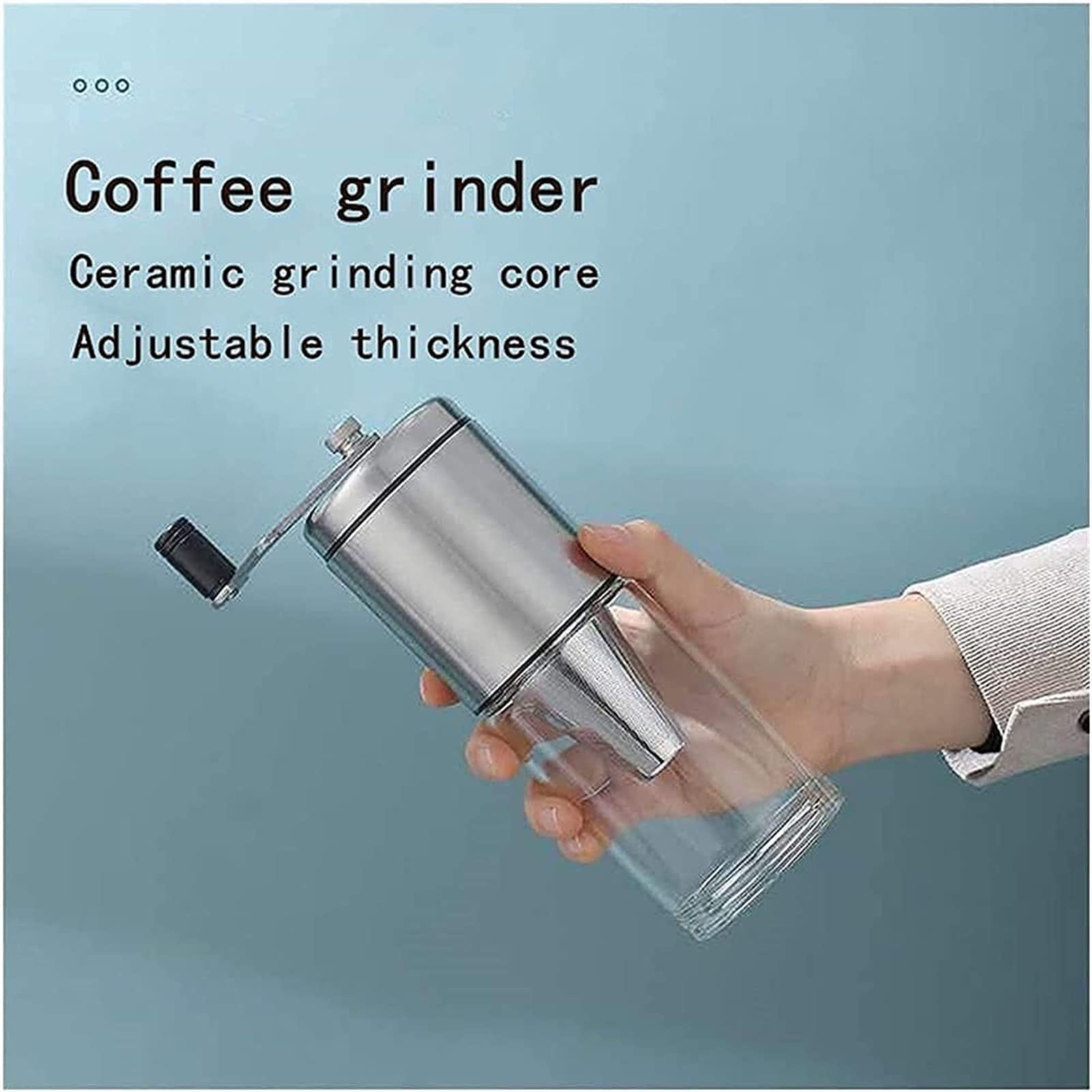 Manuelle Mühle Kaffeemühle aus Edelstahl Grat Kaffeemühle Verstellbare Handkaffeemühle mit Keramikmahlwerken Perfekt für Zuhause, Büro und Reisen