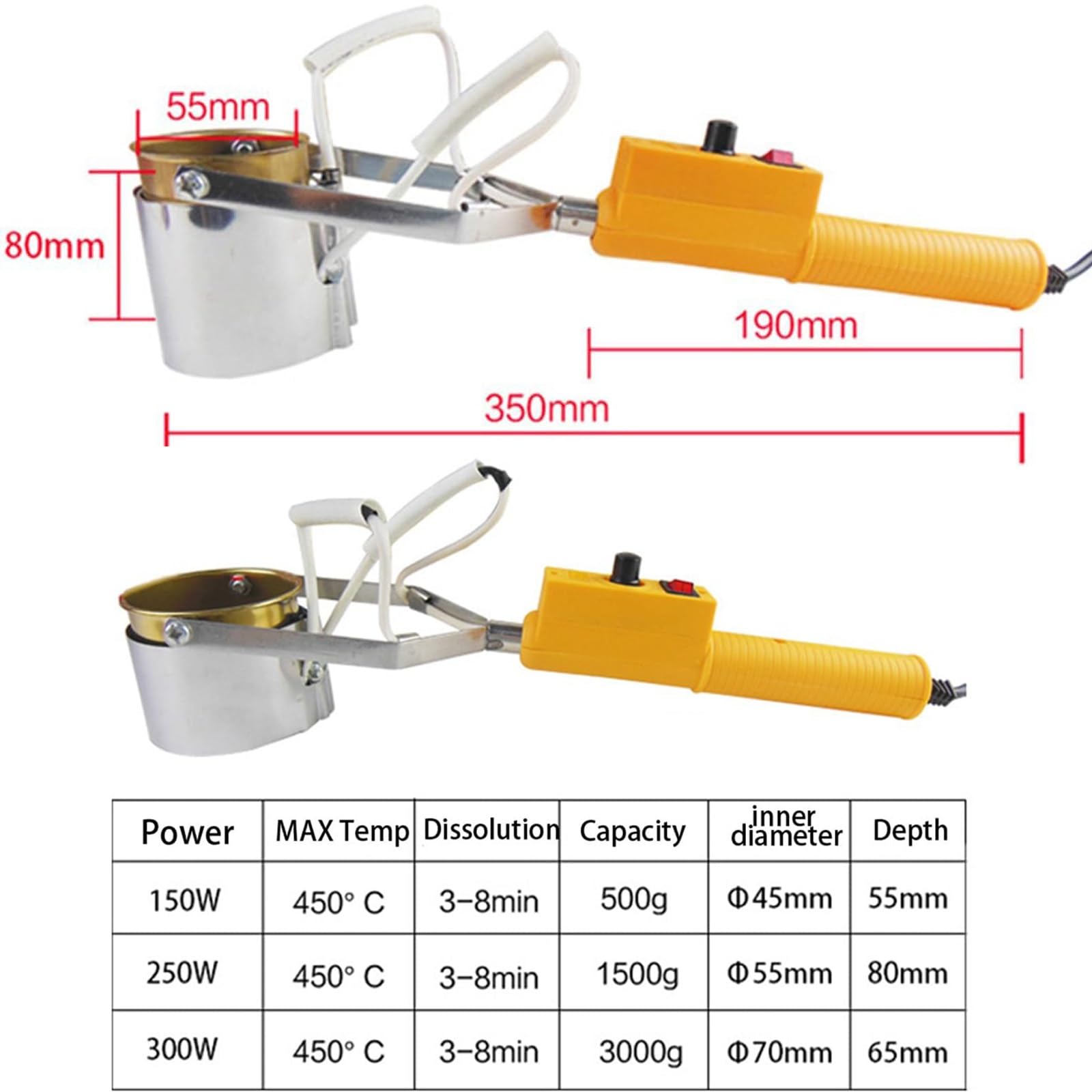 Amazon.co.jp: 手持ち式鉛溶解鍋、電気金属溶解炉るつぼ、500g/1500g