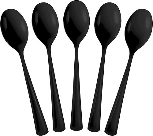 Cucharas desechables de plástico rojo, 100 piezas, cubiertos desechables de plástico rojo resistente, cubiertos desechables rojos, cubiertos de