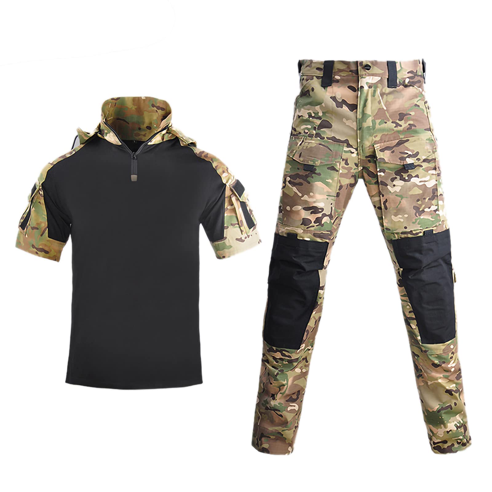 IDOGEAR Chemises De Combat Chemise Tactique à Manches Longues avec Coudières Chemises Militaires avec Poches Vêtements Airsoft Hauts (Ranger Green,X-Large