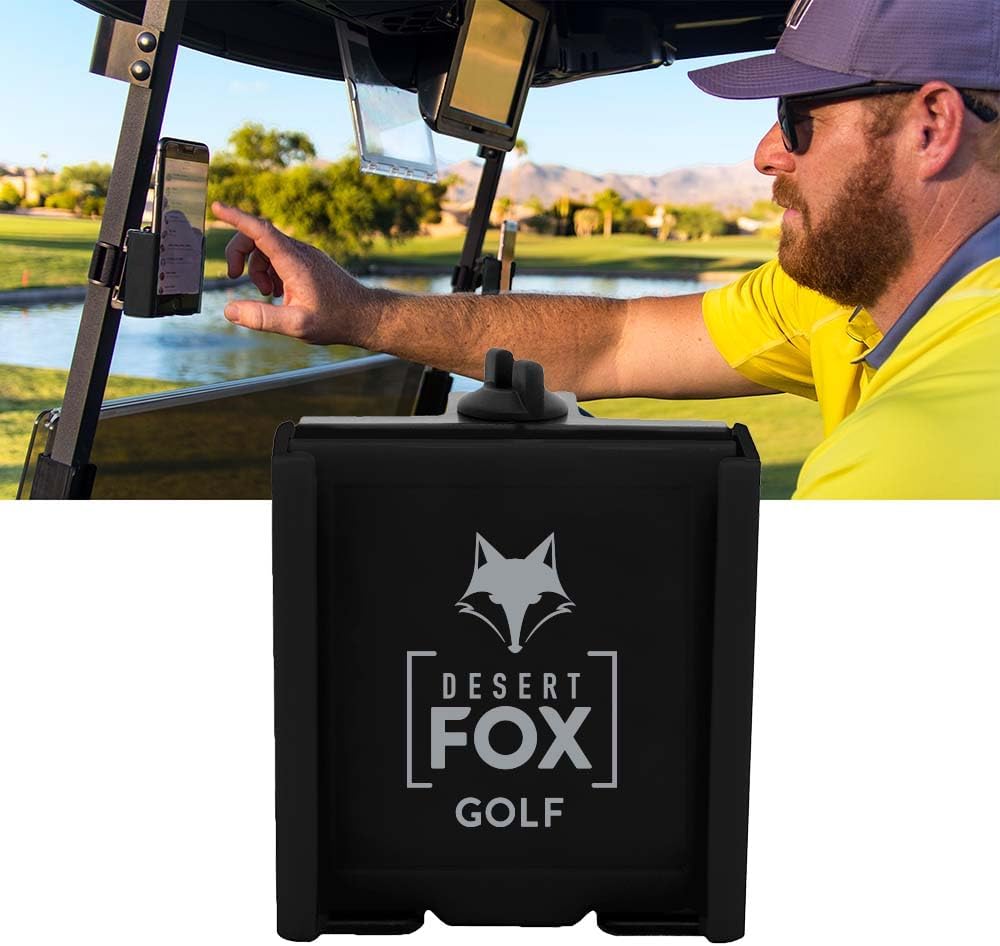 Phone Caddy – Adjustable Golf Cart Phone Holder with Secure Strap for Hands-Free GPS & Golf Apps – Universal Fit - Black