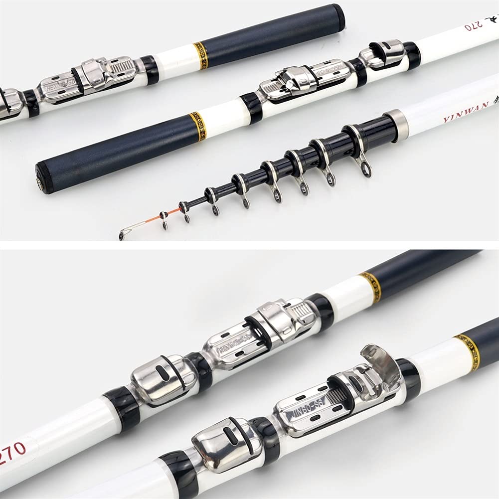 Wędki Teleskopowy Rock Wędkarski Prążek Fly Feeder Carp Fibr Rod Travel High Quality Wędki Wędka(2.7M White)