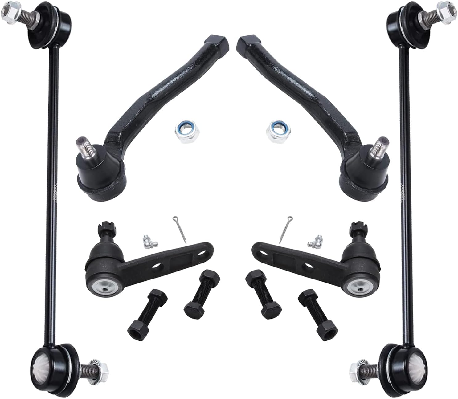 Detroit Axle - 6pc Front Suspension Kit for Chevy Aveo Aveo5 Pontiac G3 Wave Wave5 Suzuki Swift+ 2 Lower Ball Joints 2 Outer Tie Rod Ends 2 Sway Bar End Links Replacement