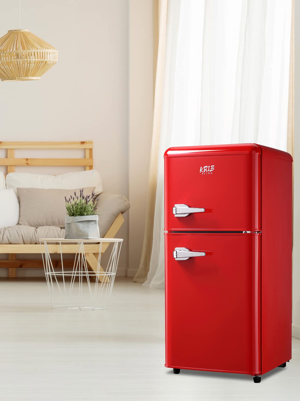 Krib Bling 3.5 Cu.Ft Refrigerators With Freezer, Fridge With 7 Level Temp Adjustable Thermostat, Fridge For Apartment, Office, Basement, Red on Fridge.com - View 6