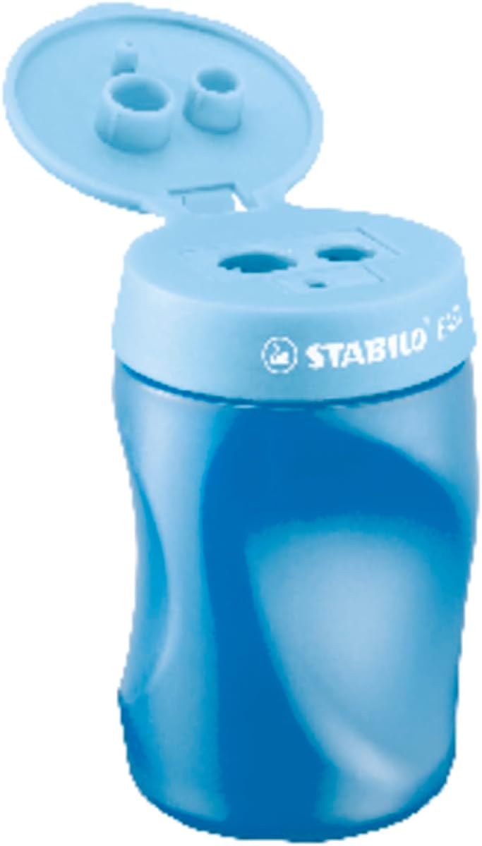 Stabilo 4501/2 Ergonomic Pencil Sharpener Easy Sharpener, Blue, L, Pack of 3