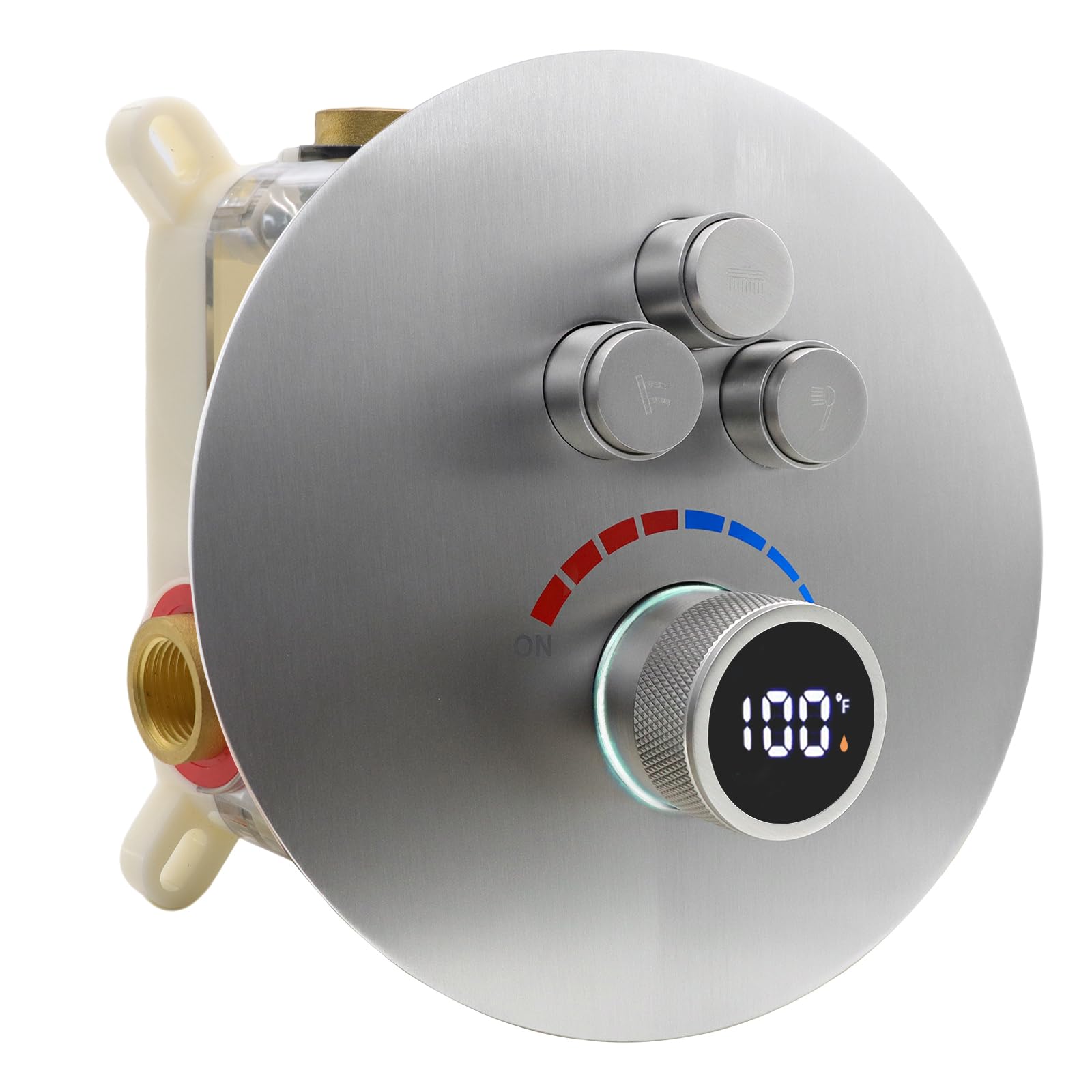 Vanne de douche encastrée 3 voies avec mitigeur digital rond