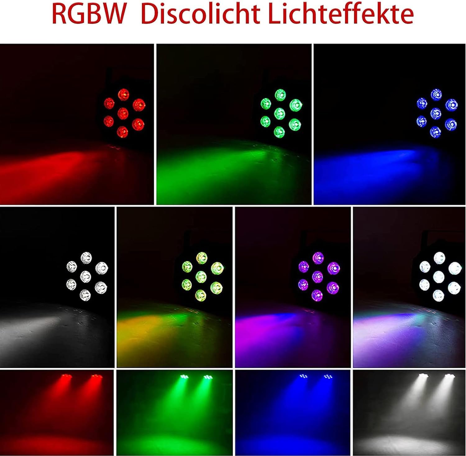 2PCS RGBW LED Par Licht, 7 LED Par Scheinwerfer DMX Disco Partylichter Bühnenlicht mit Fernbedienung für DJ Bar Show Party Halloween Weihnachten