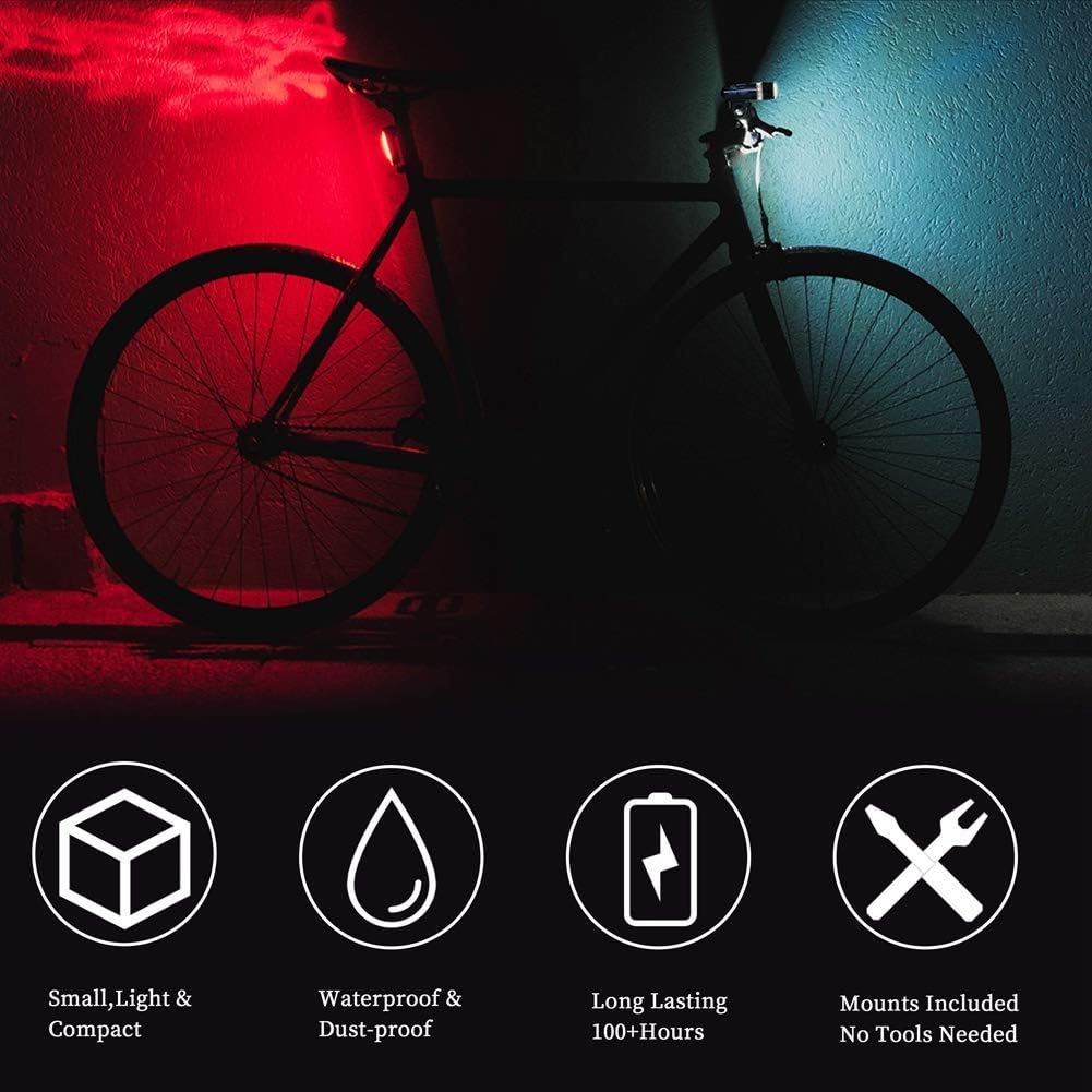 Bike Front Light, Bike Lights Set, Bicycle Lamp 5led Mountain Bike Waterproof Headlight Taillight Combination for Bicycle Black : Sports & Outdoors