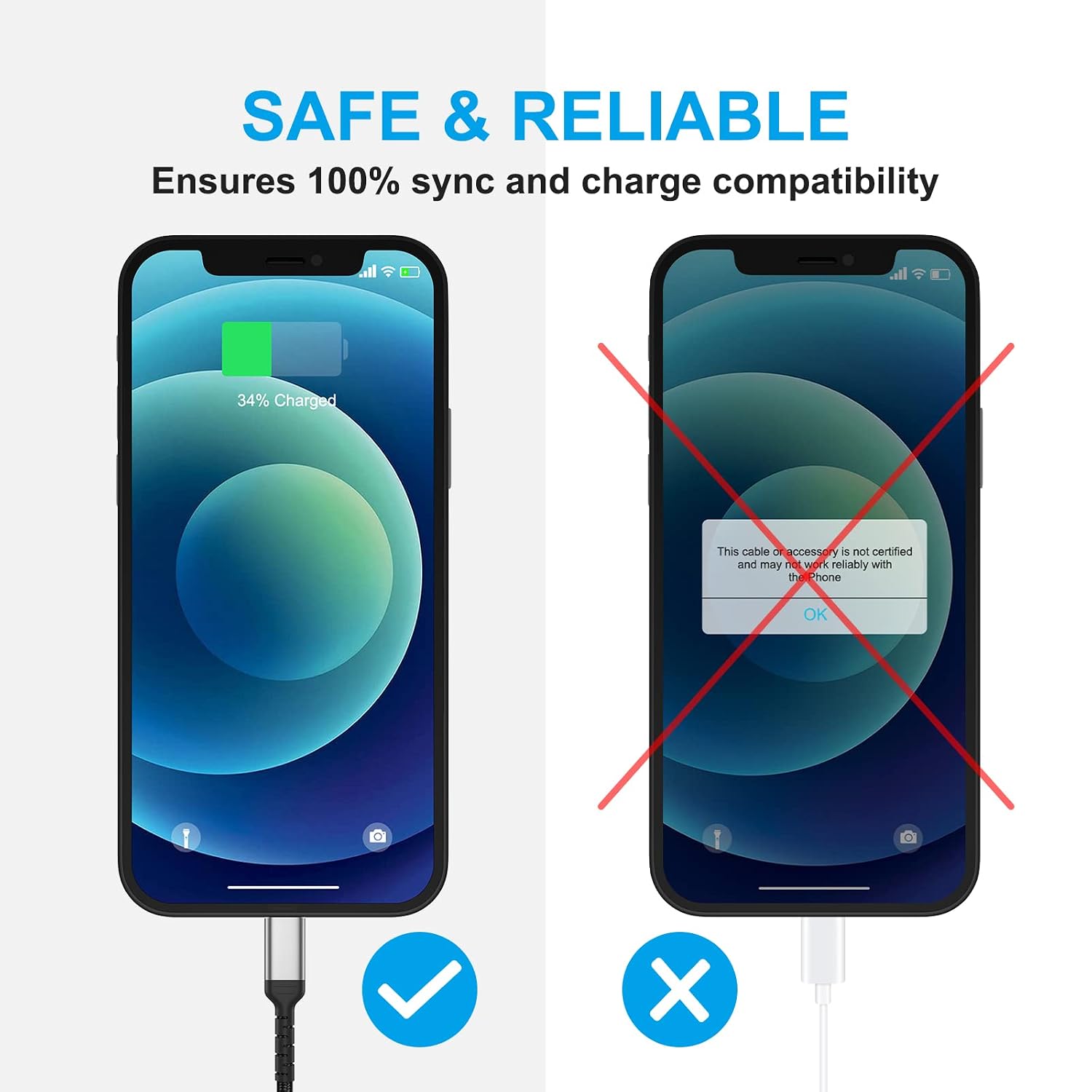 6ft USB C to iPhone Charger Cord Long, 2 Pack USB Type C to Lightning Cable PD Fast Charging USB-C Lightning Cable Braided for Apple iPhone 13 12 Pro Max 11 X Xs Xr 8 7 6 Plus 5 SE iPad Air/Mini