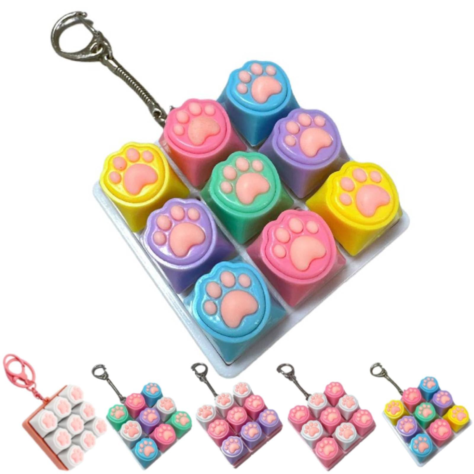 Keyboard Fidget Toy,9 Keys Keyboard Decompression Toys,Fidget Toys for Adults Kids,Colorful Design Stress Relief Decompression Desk Toy for Home Office School,Portable Keychain (yellow)