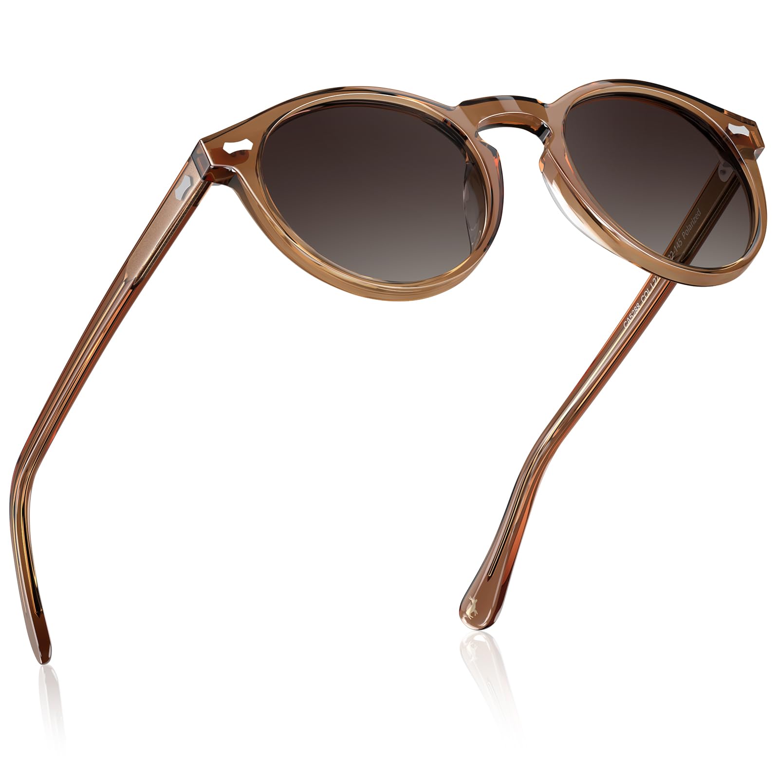 CARFIA Sonnenbrille Herren Polarisiert Retro Rund Acetat-Rahmen | UV400 Schutz Modebrille，Ideal Für Fahren & Angeln, Klassisches Design