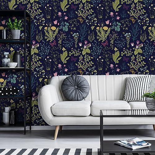Papier peint autocollant feuille noire pour salon moderne