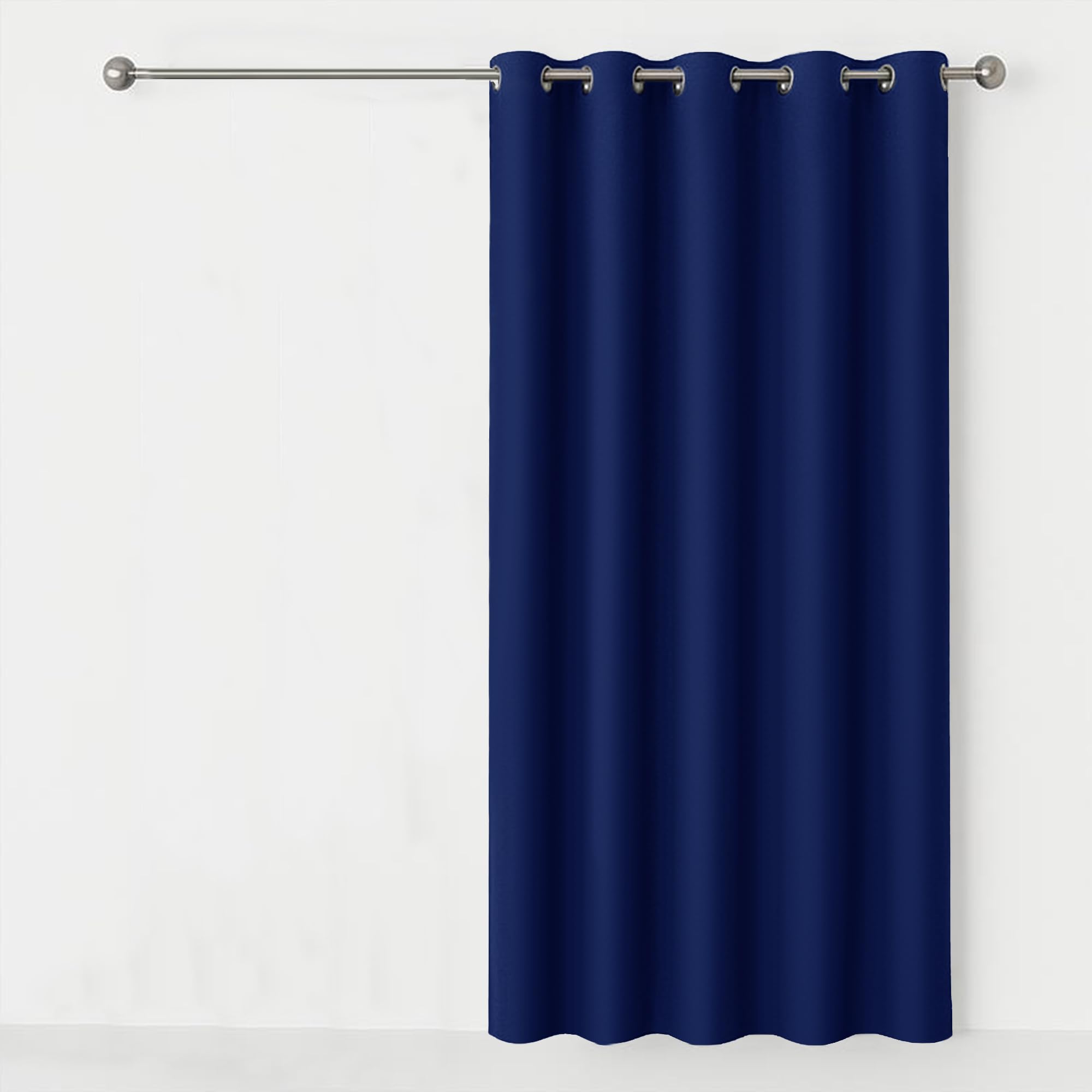 Ameha Navy Black Out Eyelet Curtains 66 X 84 Inch Drop Curtain Thermal Insulated Curtains For Bedroom Darkening Noise Reduction Single Panel + Tieback