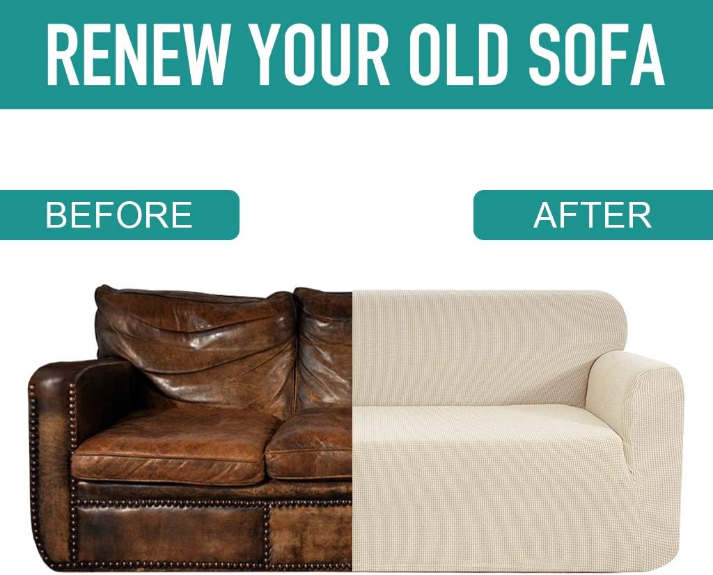 RHF Jacquard-Stretch Loveseat Slipcover Slipcovers for Couches and Loveseats, Loveseat Cover&Couch Cover for Dogs, 1-Piece Sofa Protector(Loveseat:Beige) : Home & Kitchen