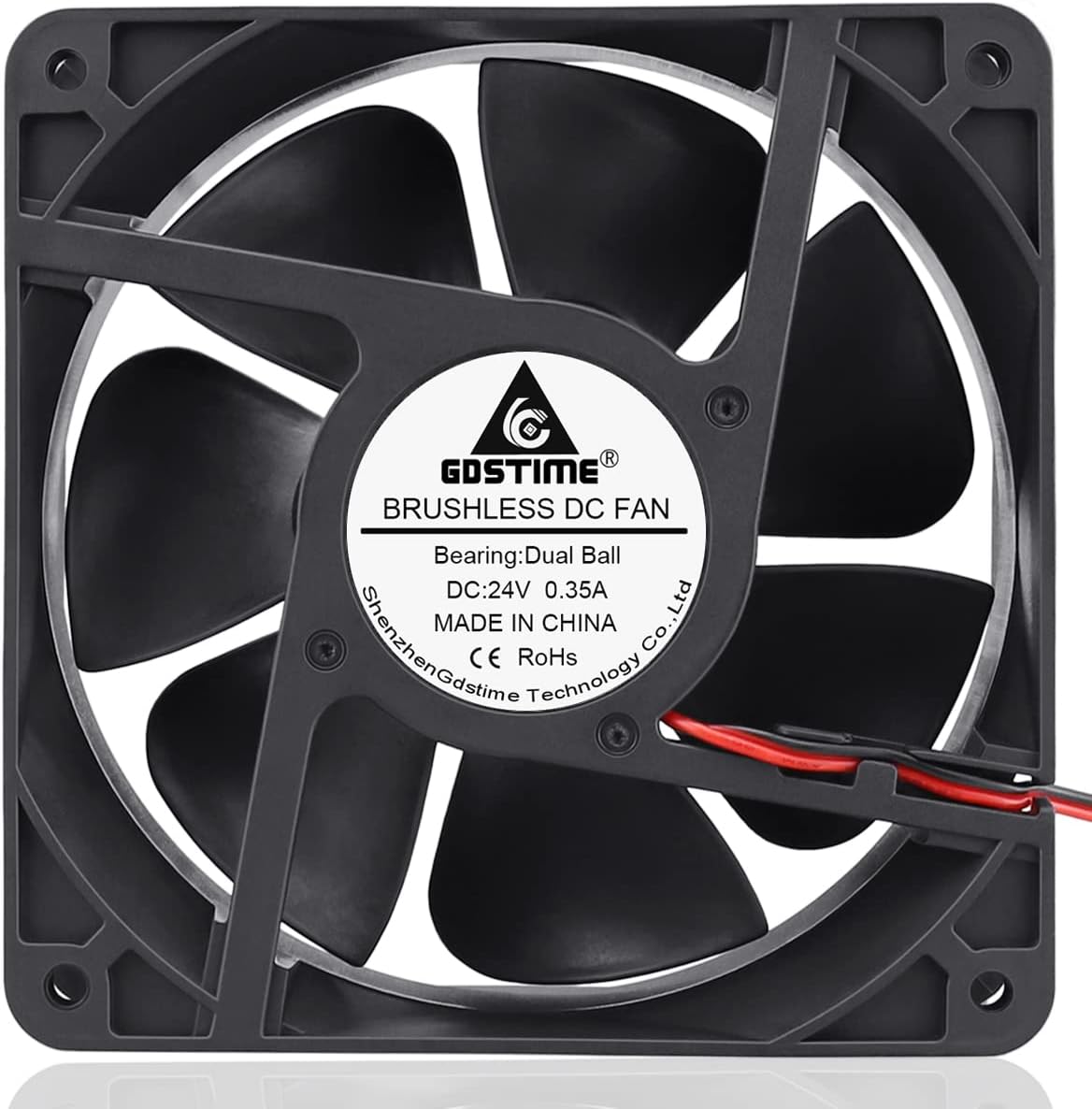 GDSTIME Dual Ball Bearings 1238 Cooling Fan, 120mm x 38mm 24V DC 125CFM Brushless Cooler Fan