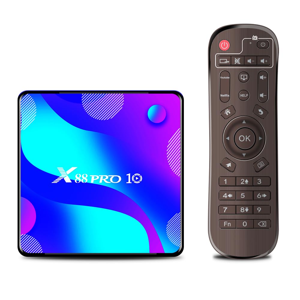 Android 11.0 TV Box, Android Box 4GB RAM 32GB ROM RK3318 Quad-Core 64bit Cortex-A53 Support 2.4/5.0GHz Dual-Band WiFi BT4.0 3D 4K 10/100M Ethernet HDMI2.0 Smart TV Box (2+16G)