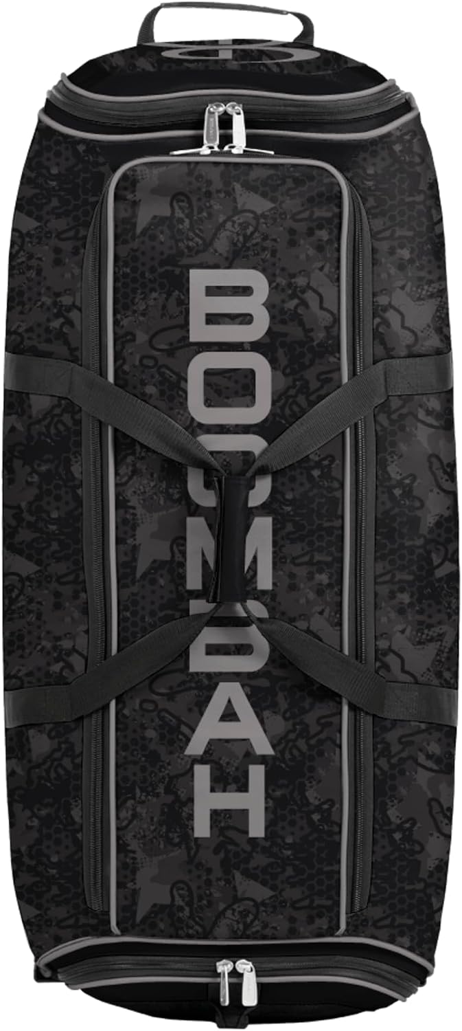 Boombah Brute Rolling Bat Bag - 35" x 15" x 12-1/2" - USA Black Ops Black/Royal/Red - Holds 4 Bats and Room for Gear - Wheeled Bag