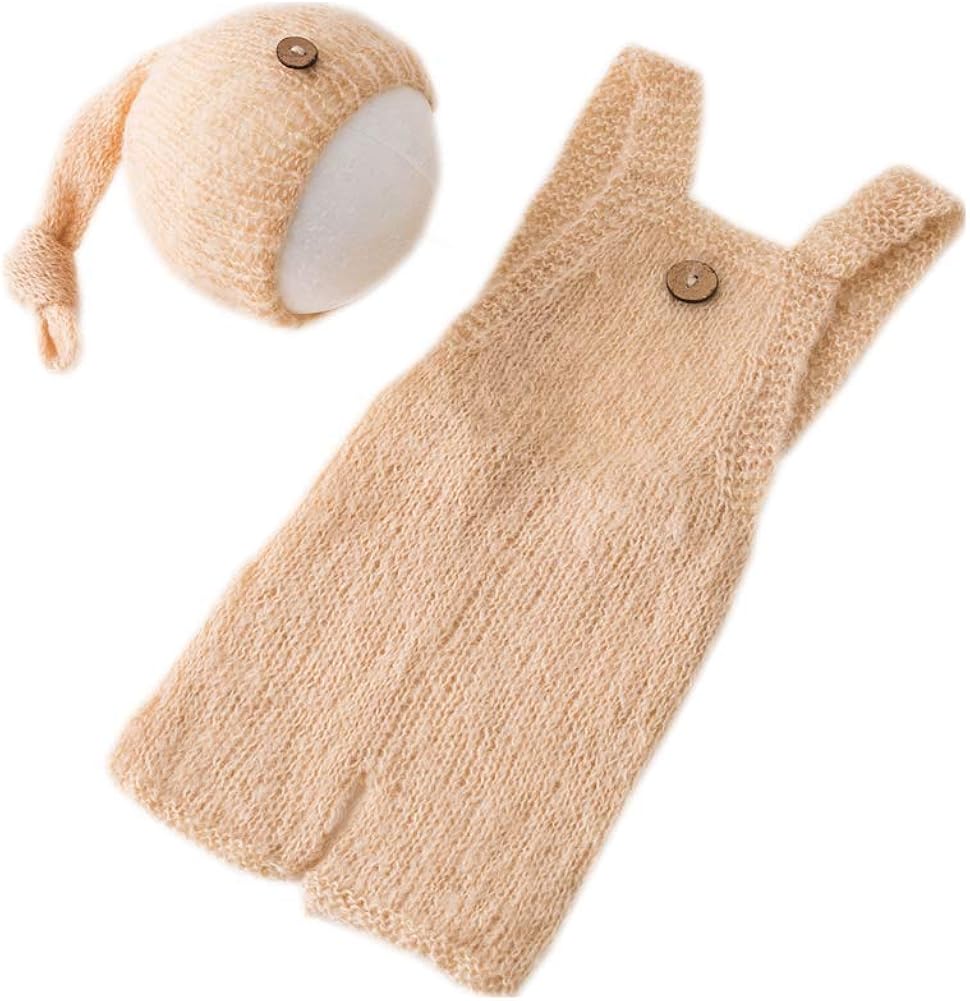 Miniatura 2 de Vemonllas Accesorios de fotografía para recién nacidos trajes de bebé con sombrero de mohair para sesión de fotos accesorios de punto hecho a mano