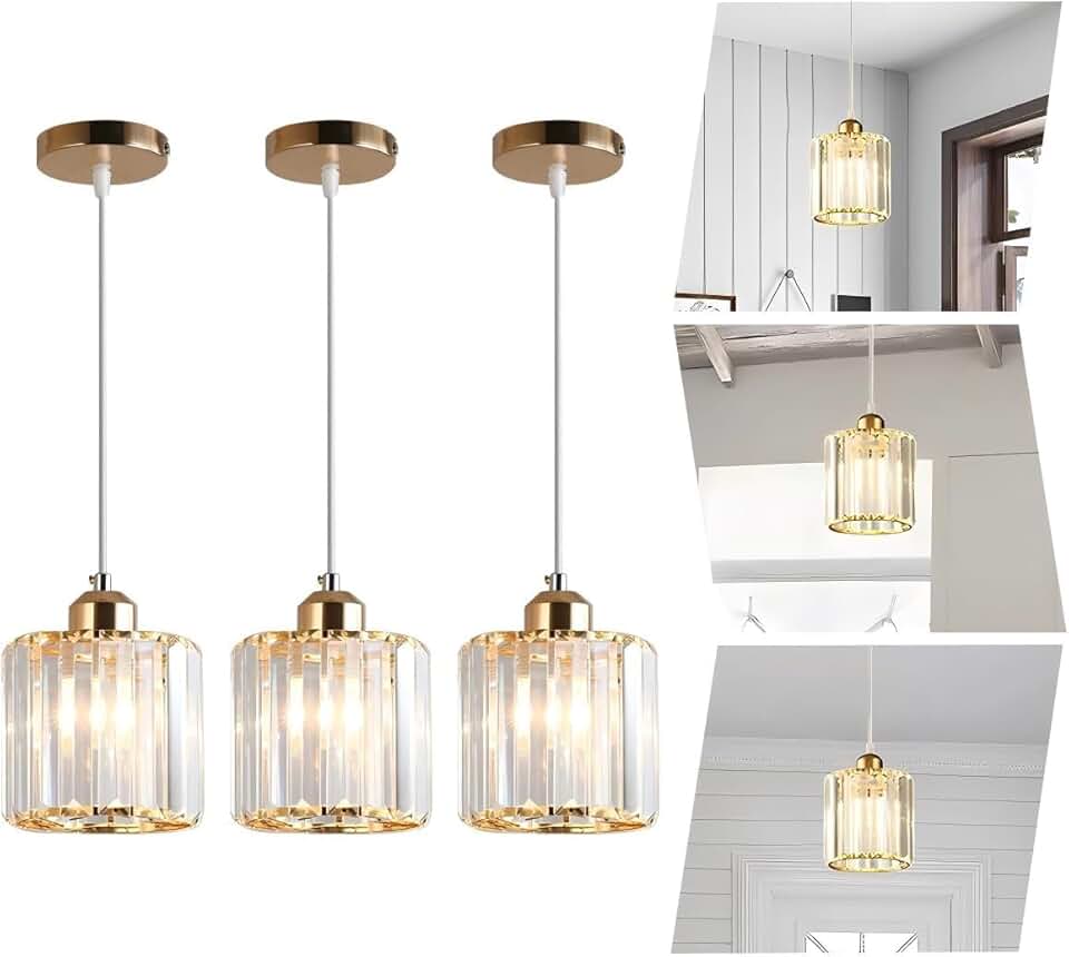 EKROTOK Kit 3 Luminária Pendente de LED, Luz de Teto para Sala de Jantar, Quarto, Cozinha, Café, Lustre Pendente (85-265V)(Lâmpadas Incluídas)