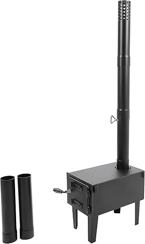 HECASA Estufa de leña Estufa de camping para cocinar al aire libre, pesca, senderismo, viajes, calentador portátil con tubos de chimenea