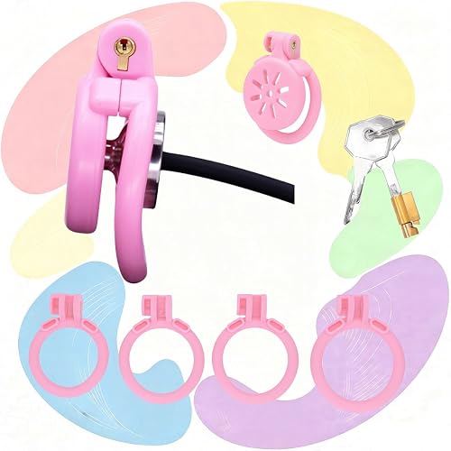 Pink Flat Cage for Men Cross-Dressing，Protection Cage Set for Male，Men's Super S