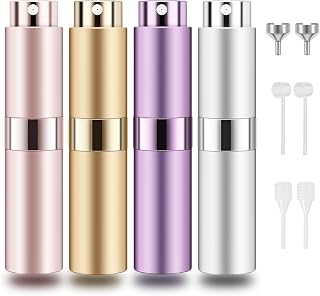Saiveina 8ml Cologne Travel Bottles, Mini Perfume Atomizer Refillable, Portable Cologne Sprayer Empty Fragrance Travel Atomizer(4 Pack)