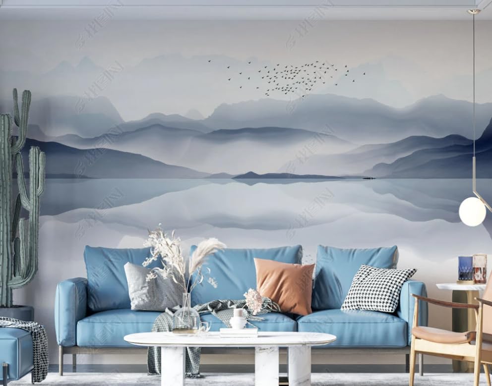 Papier peint intissé paysage bleu solution mur vide grand format XXL - 2