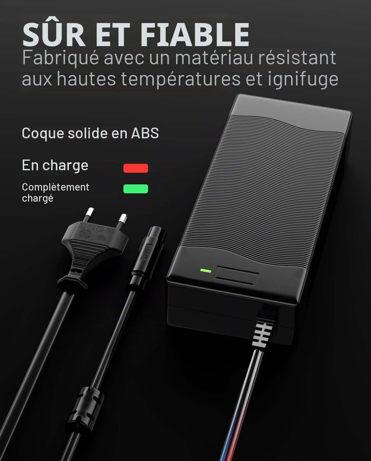 Chargeur Compatible avec Inmotion S1/L9 E-Scooter, Alimentation 63V 1.8A pour Batterie au Lithium 54V, Connecteur à 3 Broches, Adaptateur de Chargeur de Batterie Li-ION, Accessoires d'origine