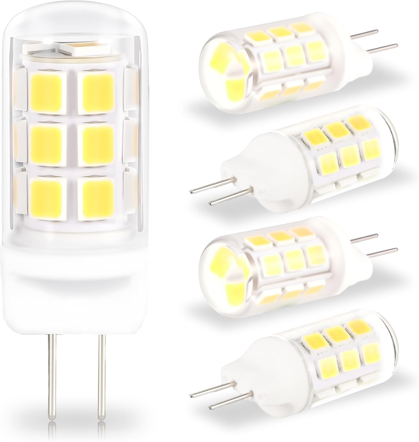 5 PCS -120V G4 LED Light Bulbs 3W JC Bi-Pin Base(Not Low Voltage 12V) 30W-35W Halogen Replacement Bulbs 120V for Under Cabinet Ceiling Table Wall Puck Lights (Daylight White, 5 Pack)