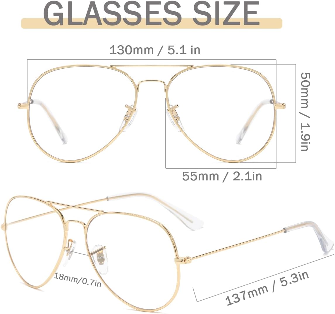 Christmas Party Glasses Retro 80s Fashion Gold Vlear Lens Glasses Women Men Teens Non-Prescription Fancy Dress