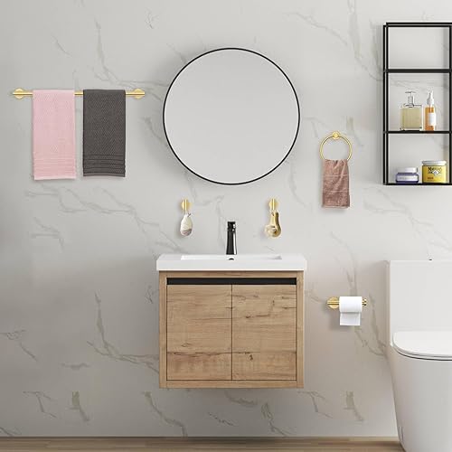 Miniatura 7 de Juego de accesorios de baño de 5 piezas, color negro mate, incluye anillo de toalla cuadrado giratorio, toallero, soporte para papel higiénico,