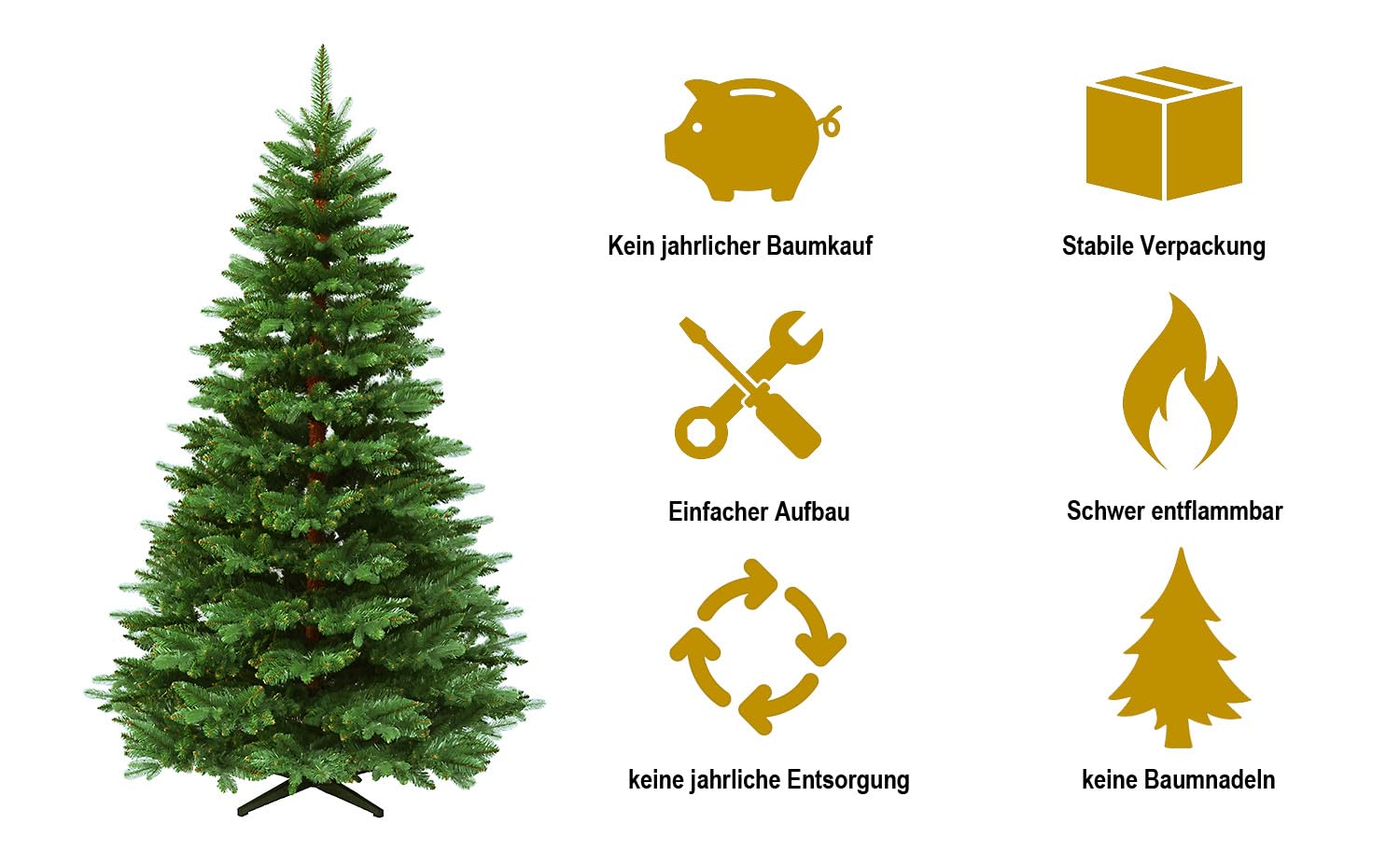 RS Trade 23012 Premium Tanne PE/PVC 120 cm Weihnachtsbaum künstlich (Ø ca.78 cm) ca. 644 Spitzen und Schnellaufbau Klappsystem, Naturgetreue Spritzguss Elemente, Tannenbaum inkl. Christbaum Ständer