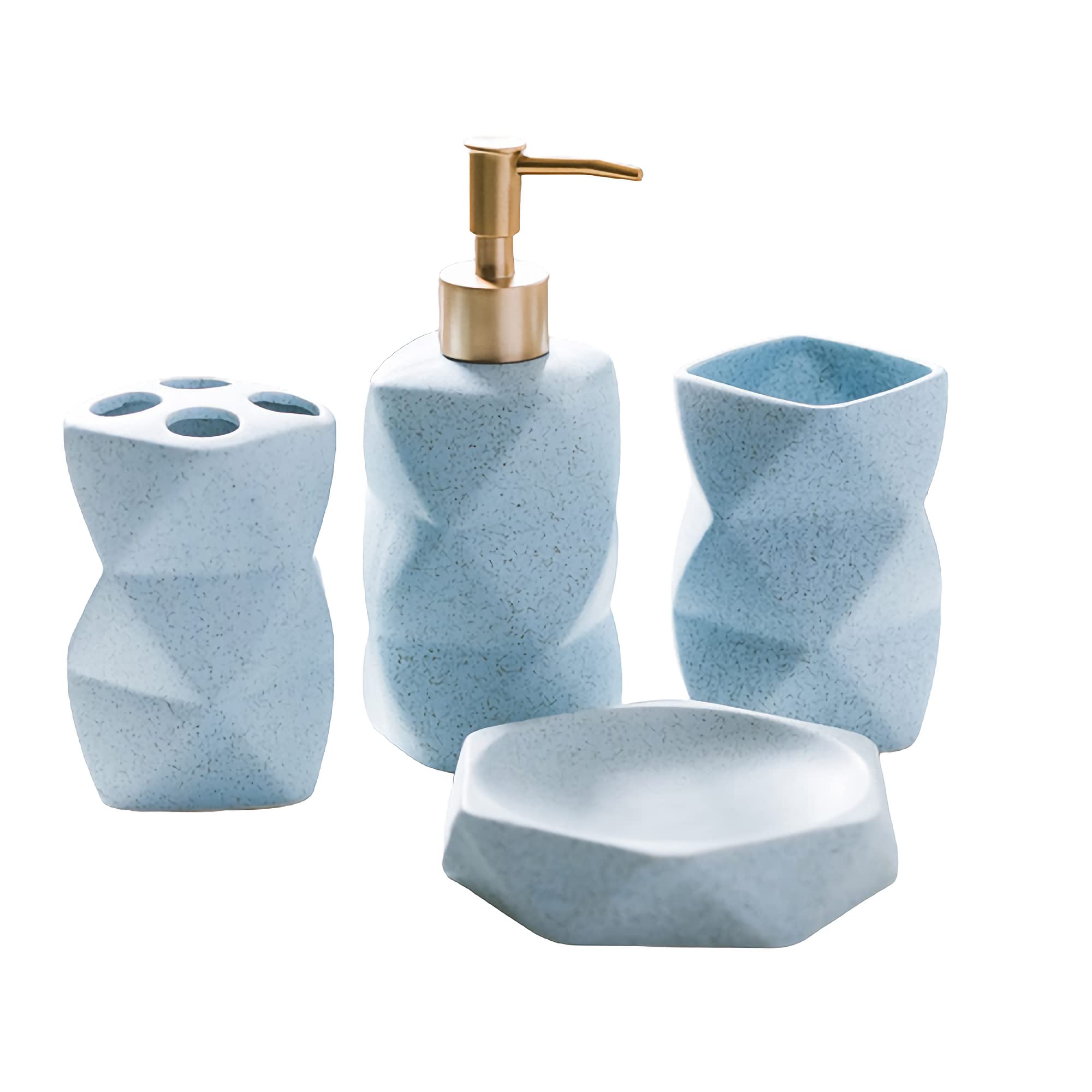 Badezimmer-Accessoires-Set, Badezimmer-Sets in gefrosteter Optik für Arbeitsplatte, Toilette, Wohnung, modernes Dekorationsmaterial, Geschenk für Frauen und Männer,Blau,4pcs