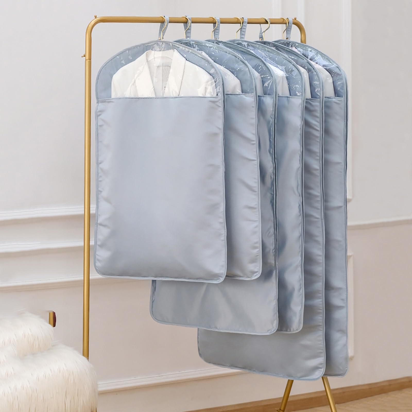 Bolsa de ropa para colgar ropa, funda con cremallera a prueba de polvo para trajes, abrigos, vestidos y camisas, 51 pulgadas