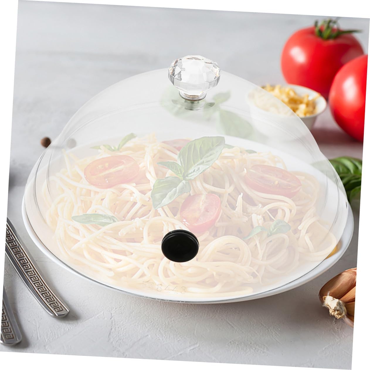 2pcs Transparent Smoky Food Covers Protective Cloche for Cakes and Snacks Heat Cold Resistant for Buffets Weddings and Holiday Meals