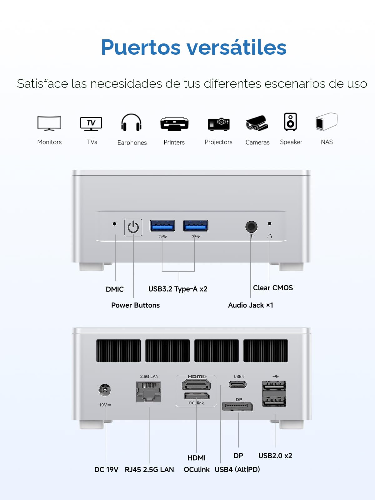 MINISFORUM Mini PC UM880 Plus con AMD Ryzen 7 8845HS (8C/16T, hasta 5,1 GHz),Mini computadora Radeon 780M, 32GB DDR5, 1TB PCIe4.0 SSD, OCuLink, 5 Puertos USB, Triple Pantalla con HDMI+DP+USB4, Wifi6e