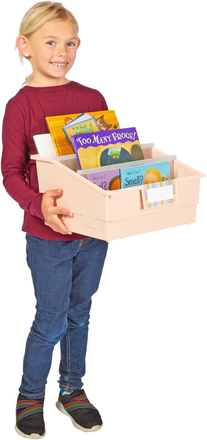 Really Good Stuff Picture Book Classroom Library Bins with Dividers - 6 Pack - Boho