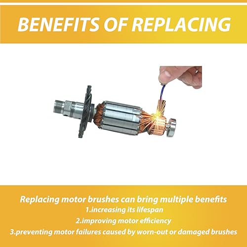 Miniatura 6 de 4 cepillos de carbono N097696 compatibles con DeWalt DWE4011, DWE4120, DWE4012, DWE4100, DWE4887 y DWE4120N, pieza de repuesto de cepillo de carbono